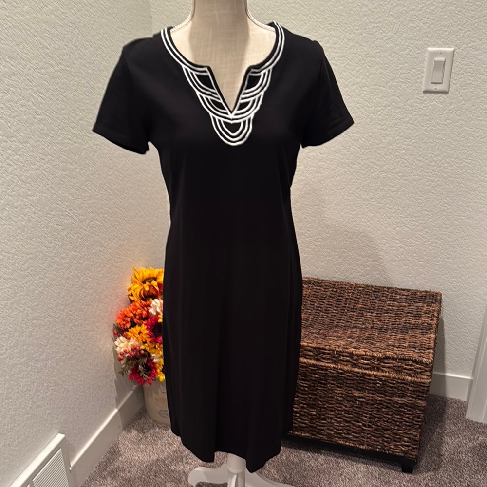 Black Dress with White Accents